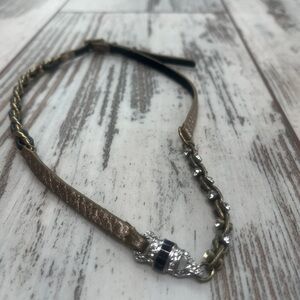 Chloe + Isabel Leather Strap Necklace – Gold, Rhinestones, Brass Chain